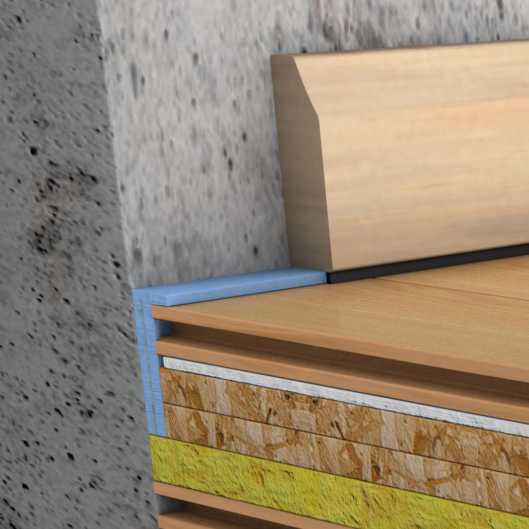 Détail d'un schéma de plancher flottant avec isolation acoustique